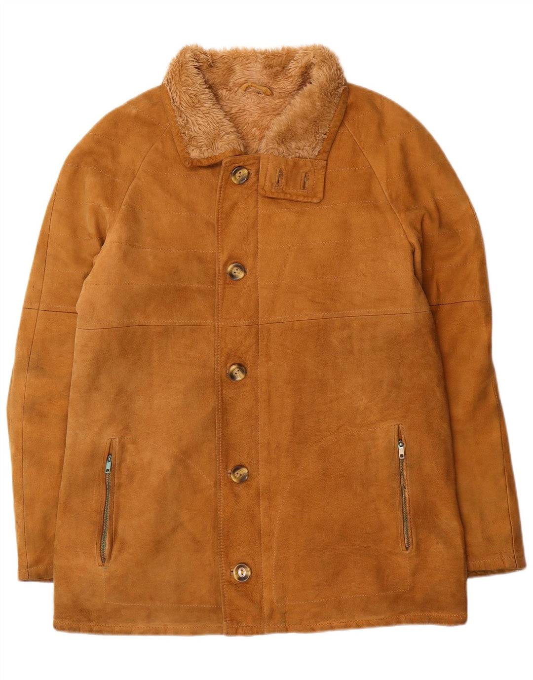 Vintage Shearling-jakke til mænd IT 52 XL brunt læder