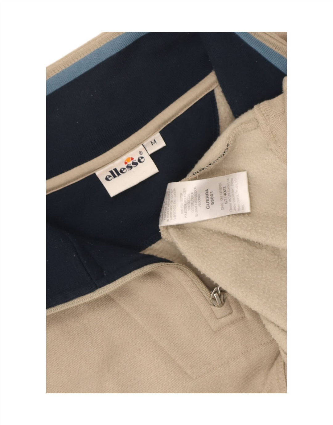 Ellesse Herre Zip Neck Sweatshirt Jumper Medium Beige Polyester