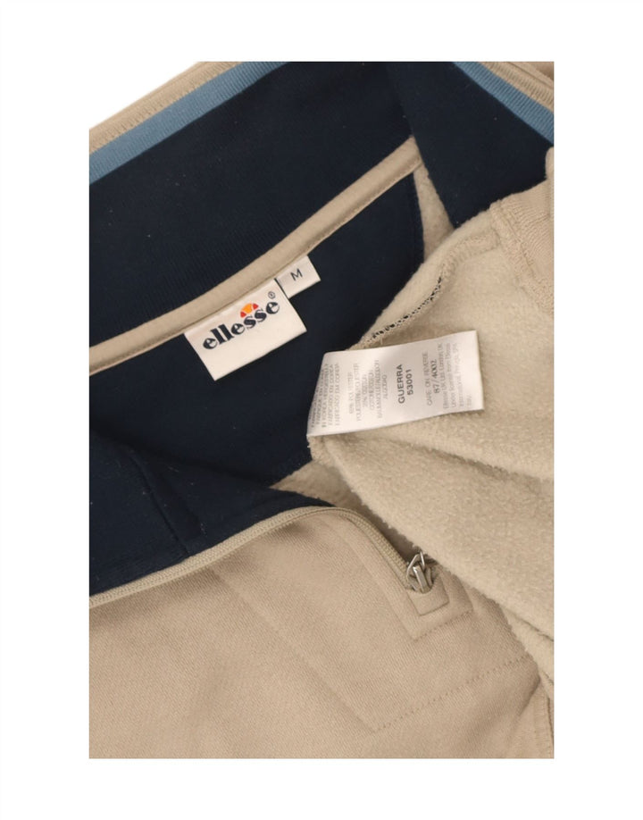 Ellesse Herre Zip Neck Sweatshirt Jumper Medium Beige Polyester