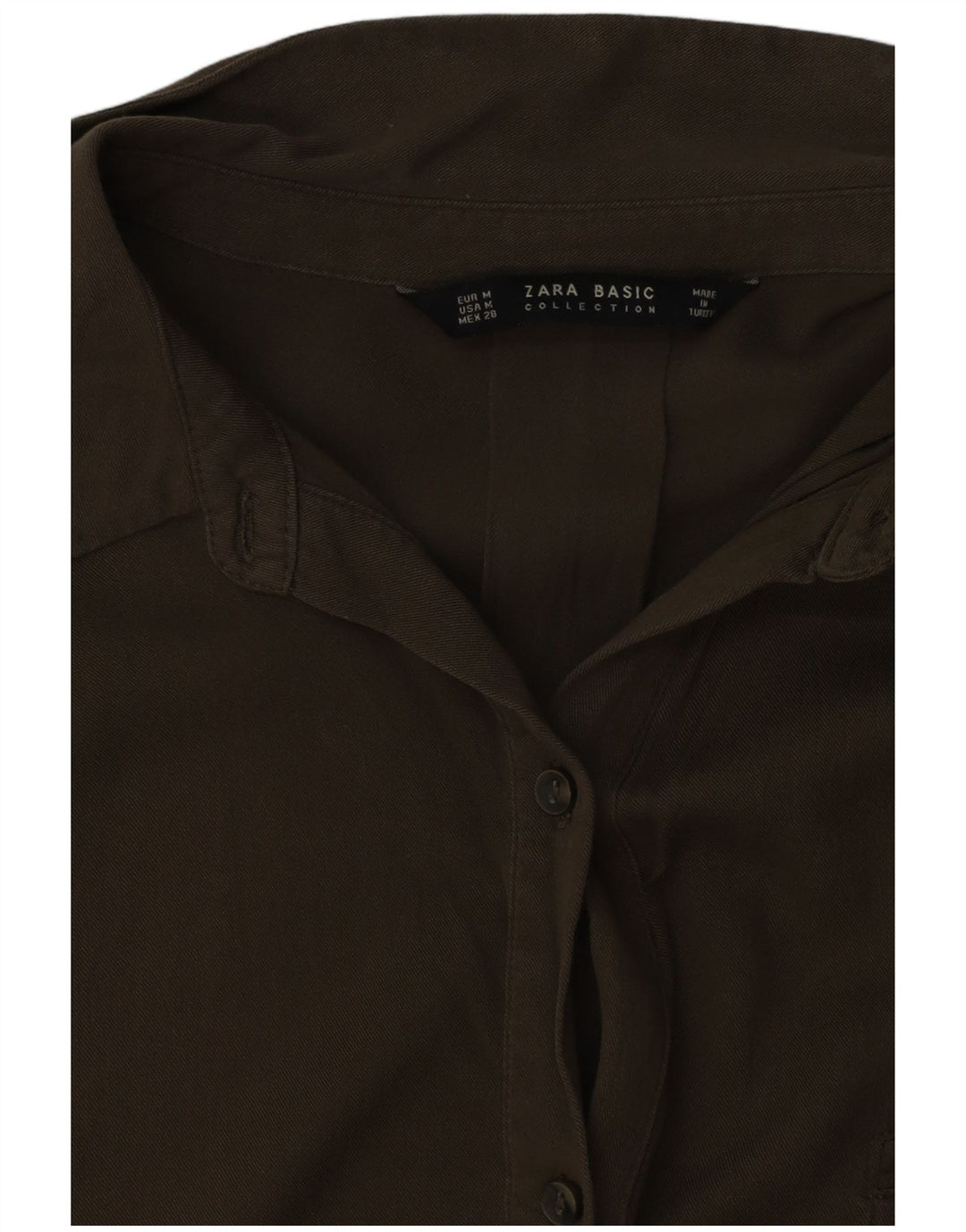 Zara Kvinder Oversized Kortærmet Skjortekjole UK 14 Medium Khaki