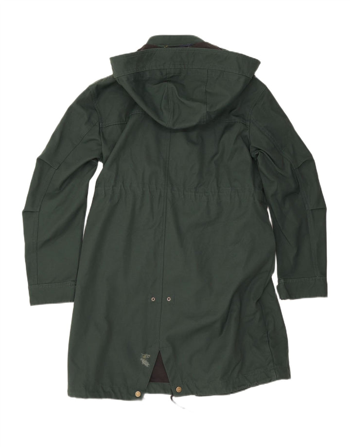 Zara Herre Hooded Parka Jacket UK 36 Small Green
