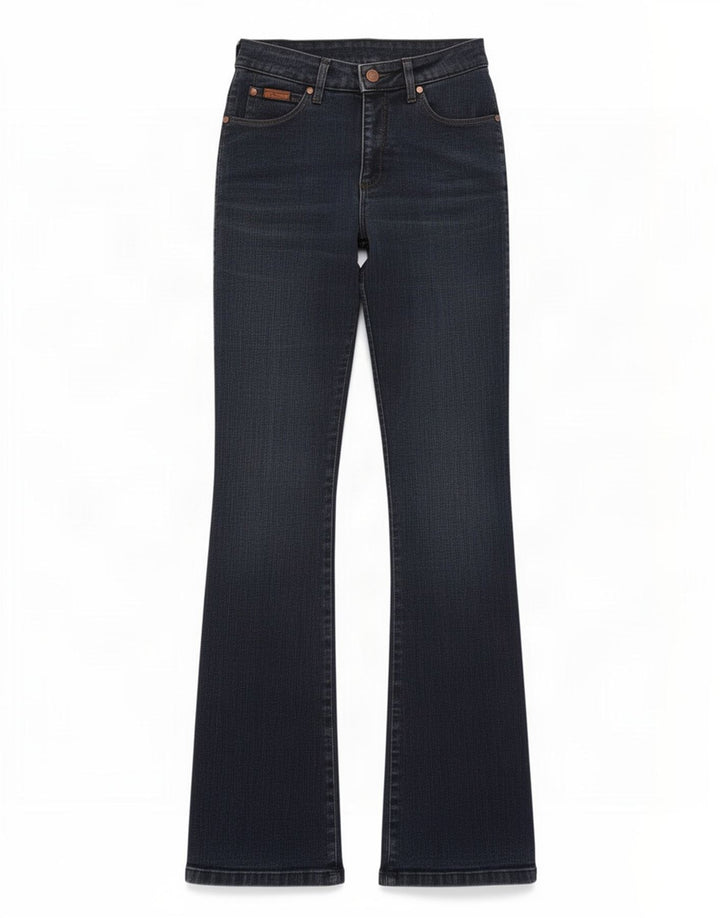 Wrangler Dame Regular Bootcut Jeans W28 L32 Marineblå Bomuld