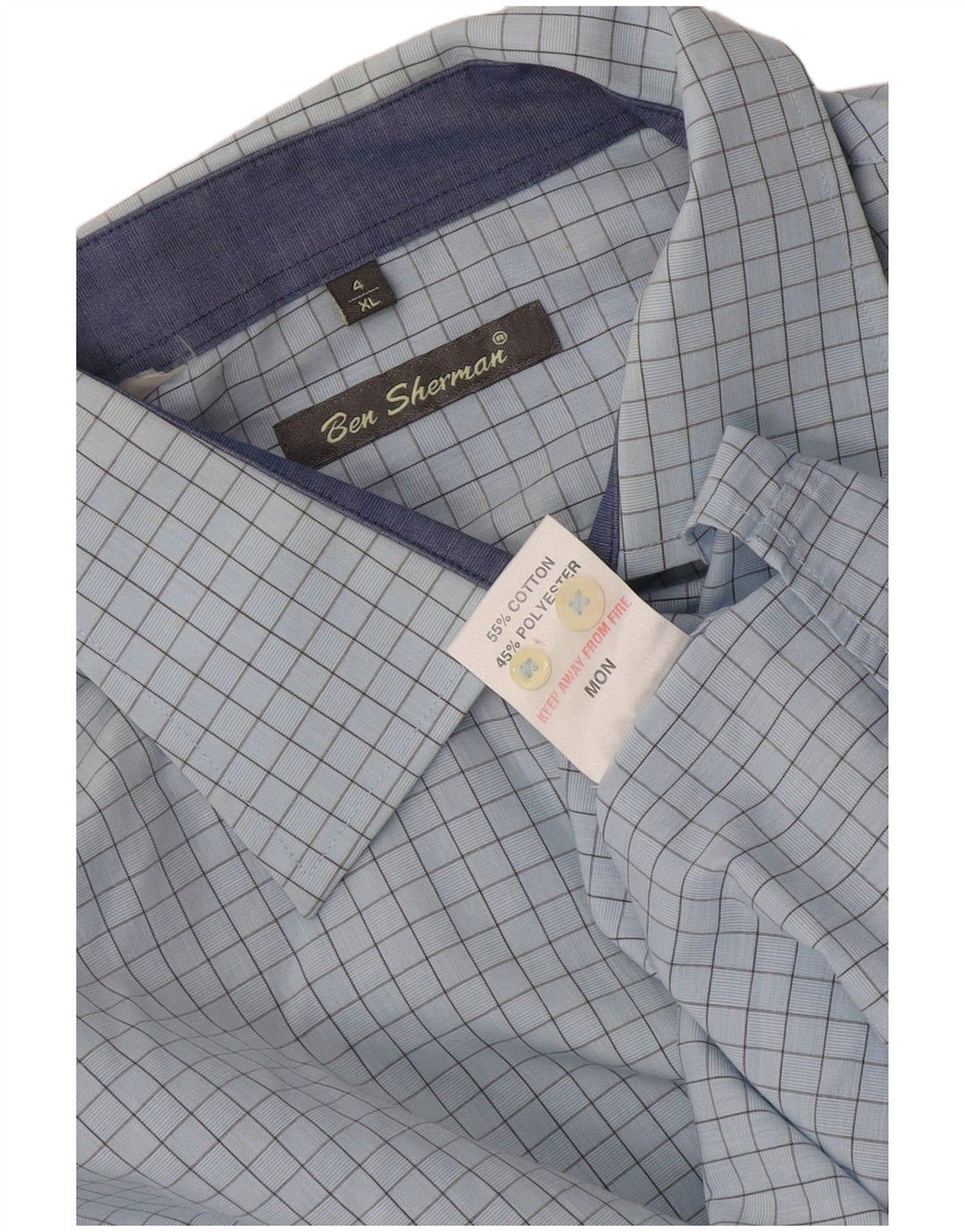 Ben Sherman Herre formel skjorte XL blå ternet bomuld