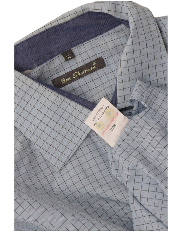 Ben Sherman Herre formel skjorte XL blå ternet bomuld