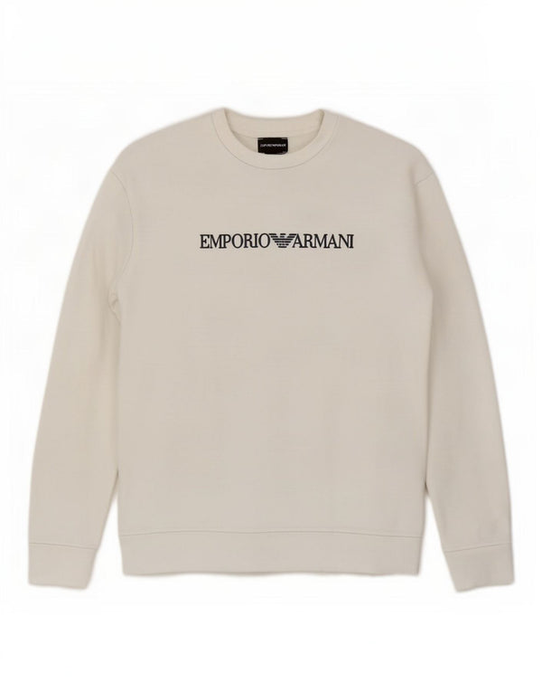 Emporio Armani Herre Grafisk Sweatshirt Jumper 2XL Hvid Modal