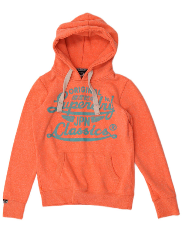 Superdry Womens Graphic Hoodie Jumper UK 10 Small Orange Flecked Polyester