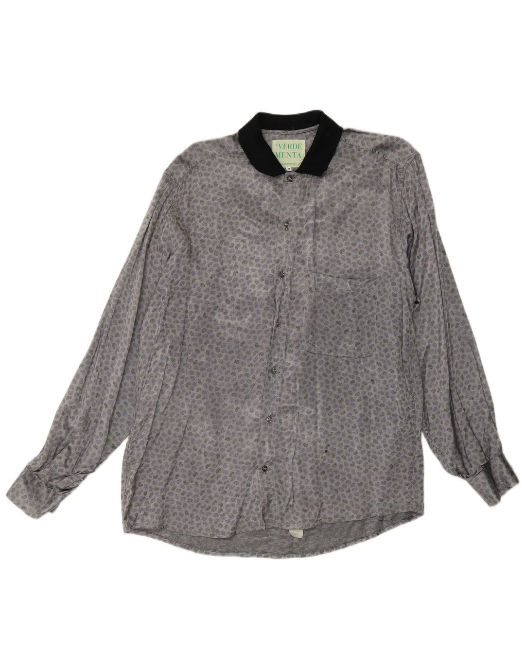 Vintage herreskjorte mellemgrå Paisley Acetate