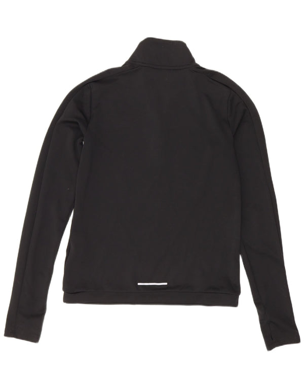 Nike Dame Dri Fit Loose Zip Neck Top Langærmet UK 6 XS Sort Polyester