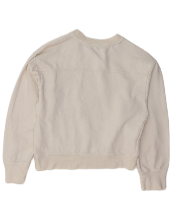 ZARA Womens Oversized Crop Sweatshirt Jumper UK 10 Small White Bomuld