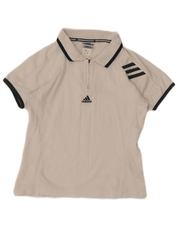 ADIDAS Dame Polo Shirt UK 8 Small White Bomuld