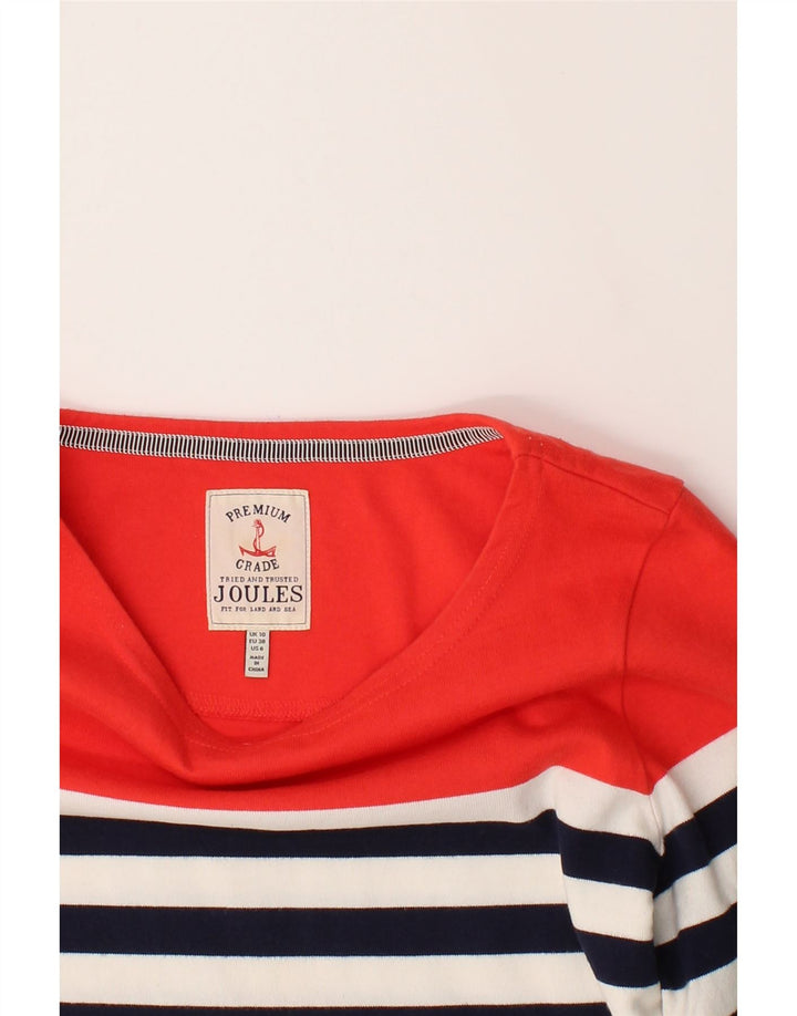 JOULES Womens Top Long Sleeve UK 10 Small  White Striped Cotton Vintage Joules and Second-Hand Joules from Messina Hembry 