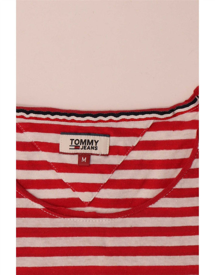 Tommy Hilfiger Dame T-Shirt Top UK 14 Medium Rød Stribet