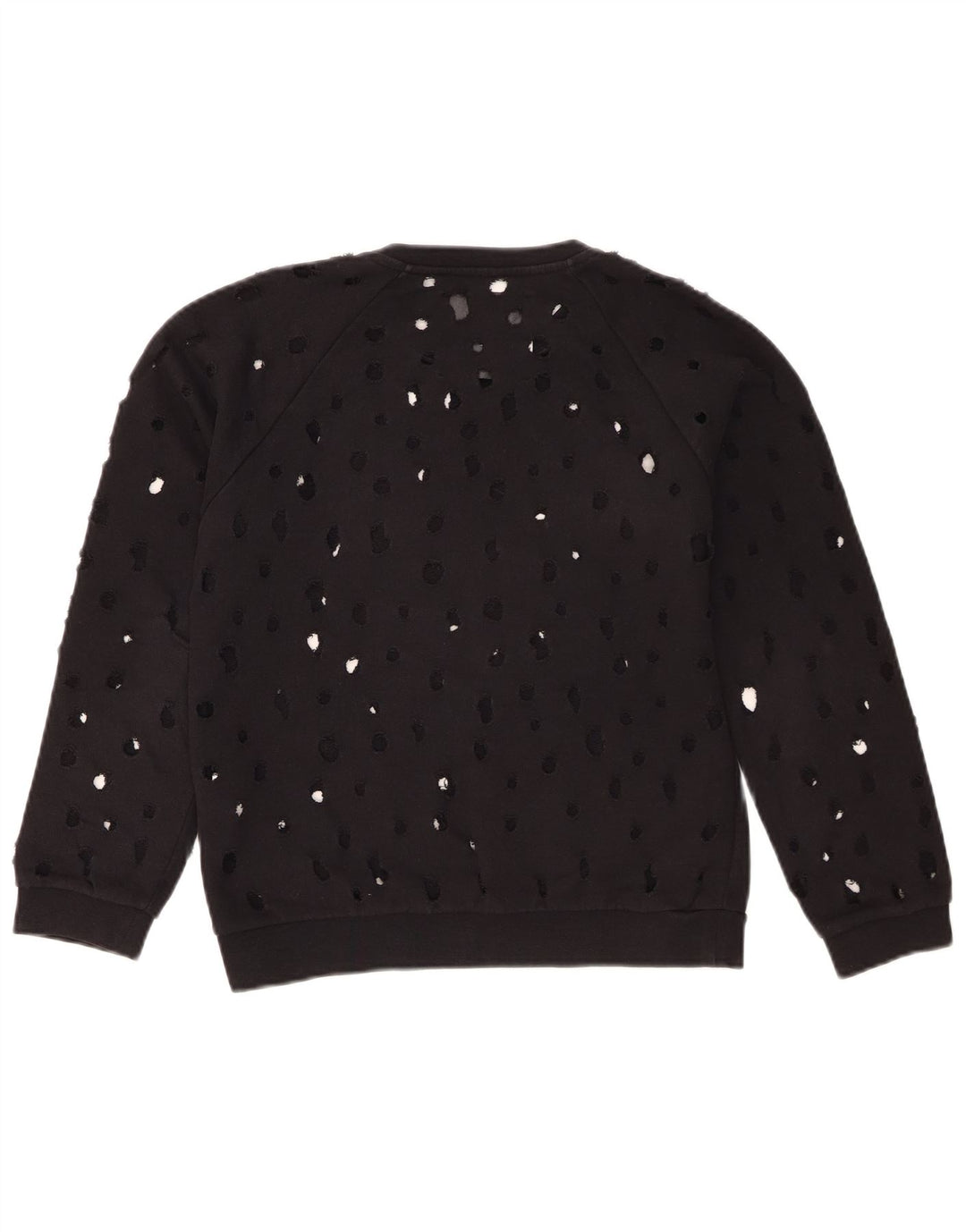 Gaelle Womens Distressed Graphic Sweatshirt Jumper UK 14 Large Black Bomuld