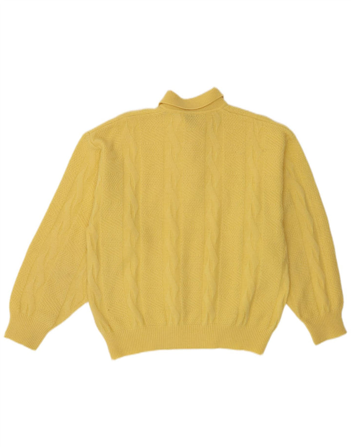 Vintage herre polo hals sweater stor gul uld