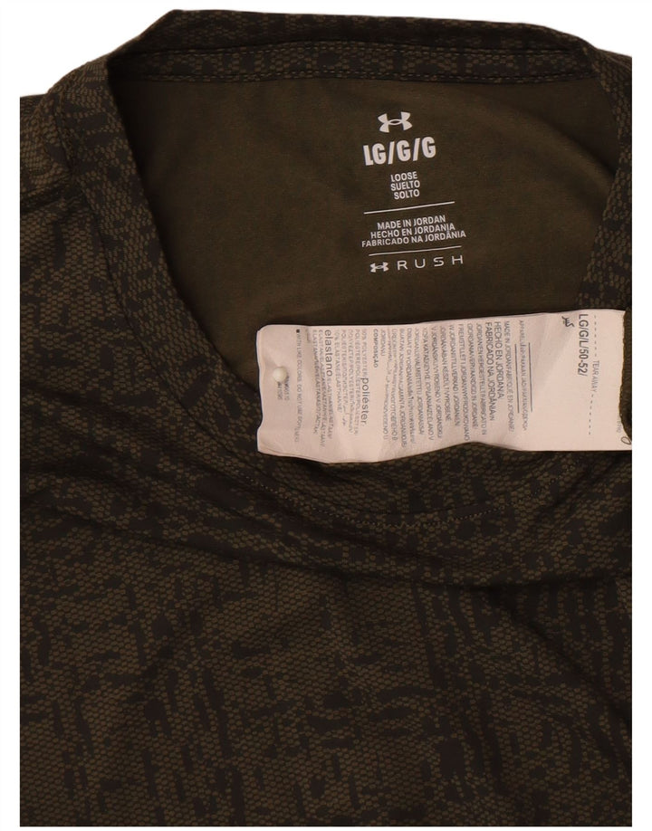 Under Armour Herre abstrakt mønster T-shirt Top Stor Khaki Polyester