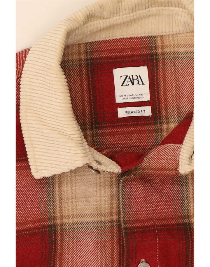 Zara Herre Overshirt Relaxed Fit Flanellskjorte Medium Rød Ternet