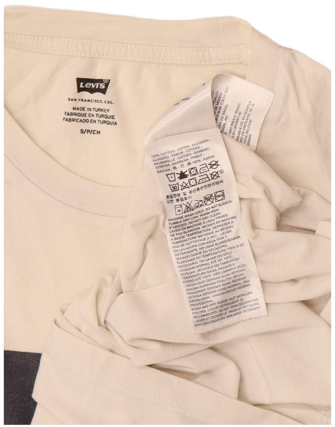 Levi's Herre grafisk T-shirt Top Lille Off White Bomuld