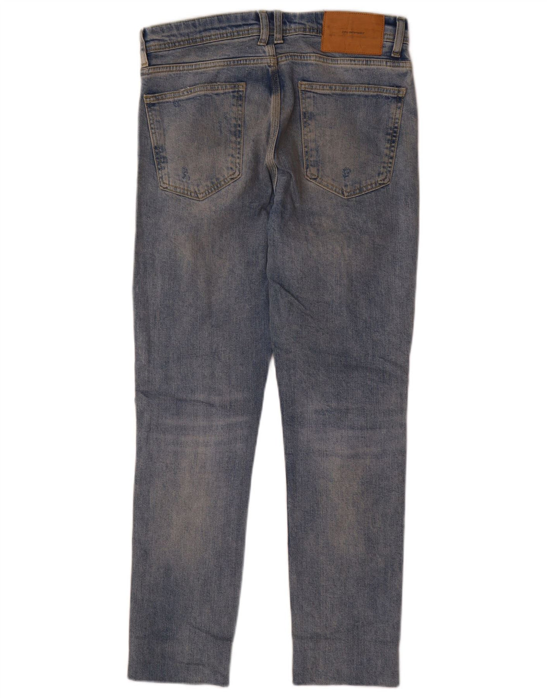 Zara Herre Distressed Straight Jeans EU 40 Medium W31 L28 Blå