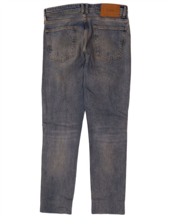 Zara Herre Distressed Straight Jeans EU 40 Medium W31 L28 Blå