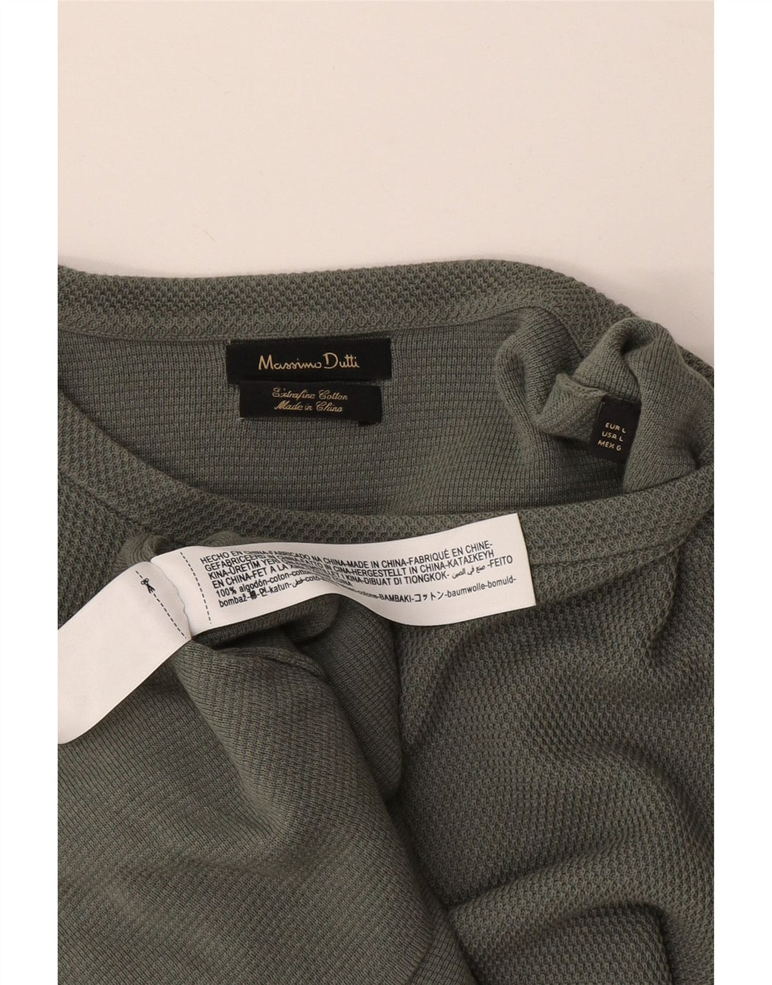 Massimo Dutti Herre Top Langærmet Stor Grøn Bomuld