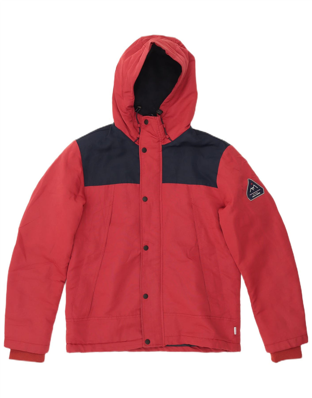 JACK & JONES Vindjakke med hætte til mænd UK 38 Medium Rød Colourblock