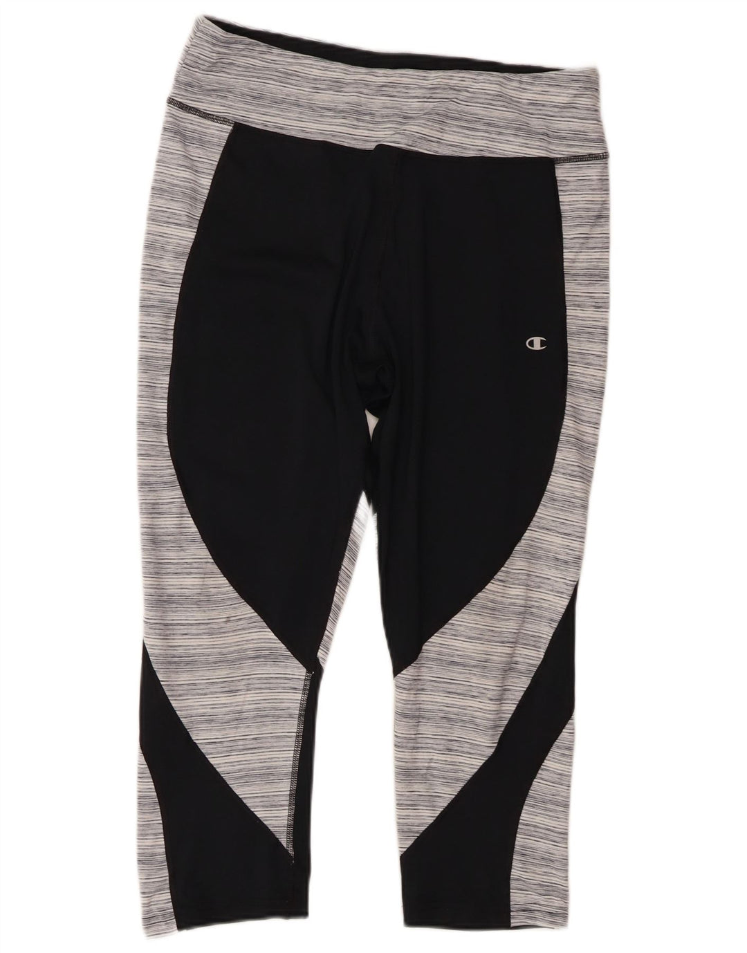 Champion Dame Capri Leggings UK 18 XL Sort Stribet Polyester