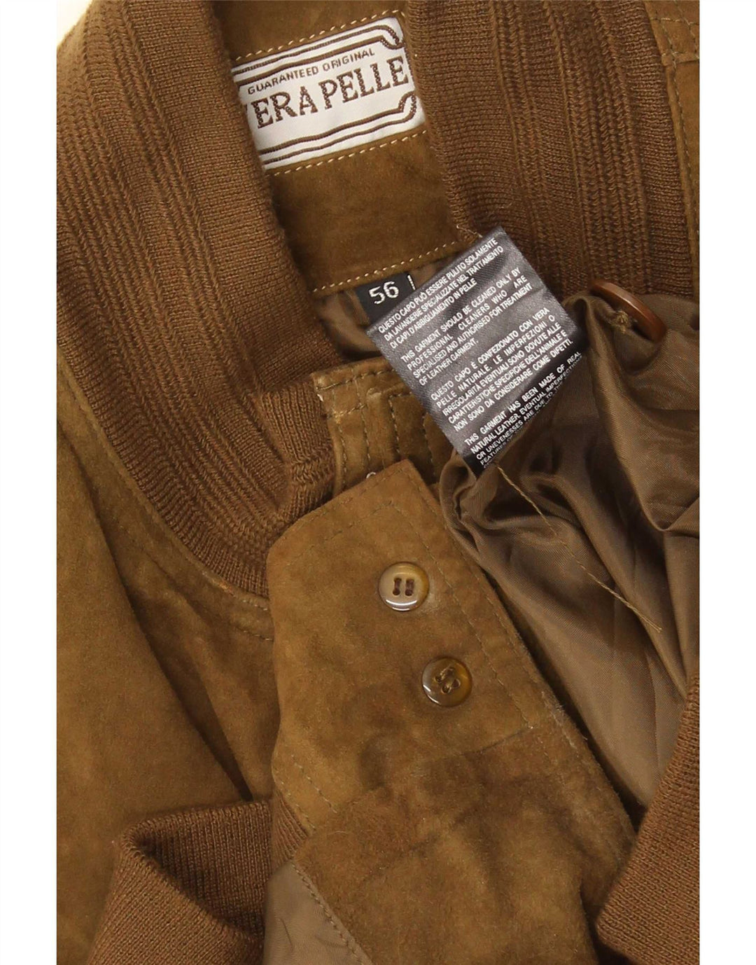 Vintage herre ruskind bomberjakke UK 40 Stort beige læder