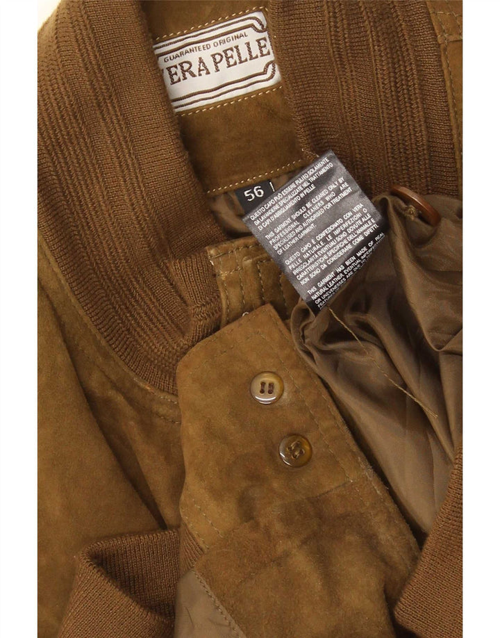 Vintage herre ruskind bomberjakke UK 40 Stort beige læder