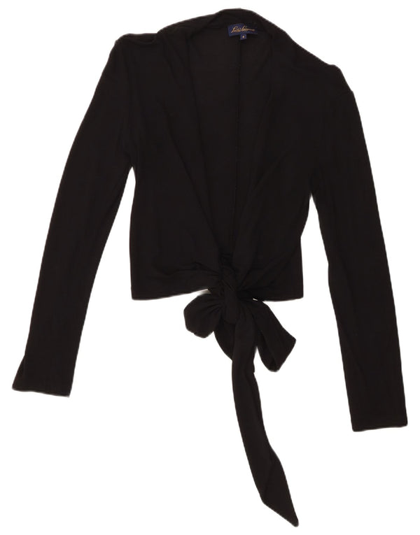 Luisa Spagnoli Womens Crop Wrap Shirt Blouse UK 8 Small Black