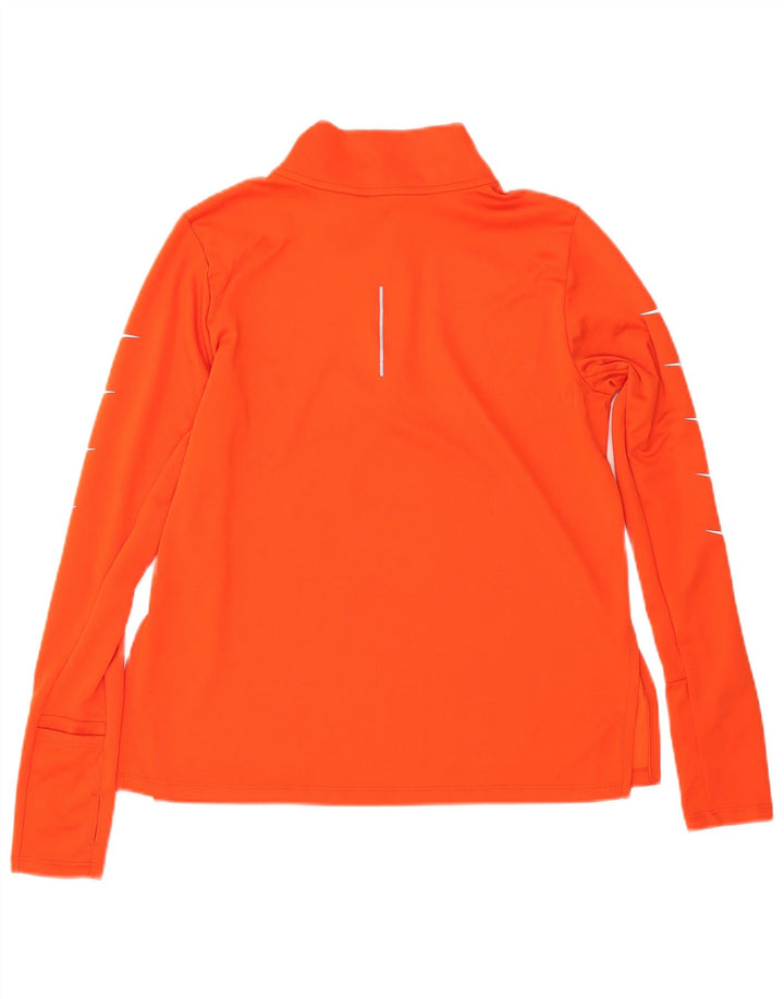 NIKE Dame Dri Fit Pullover med lynlås-hals Træningsdragt Top UK 14 Medium Orange