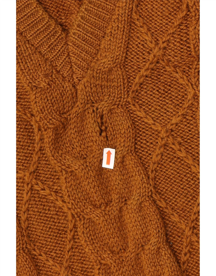 Vintage Dame V-hals sweater UK 14 Stor Brun