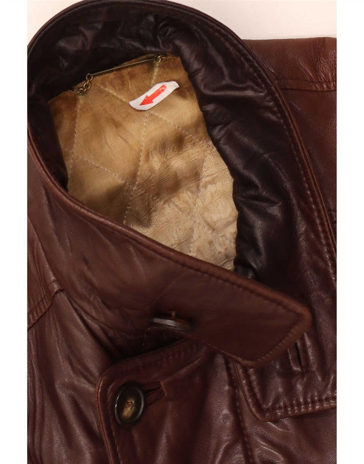 Vintage læderfrakke til kvinder UK 14 Large Brown
