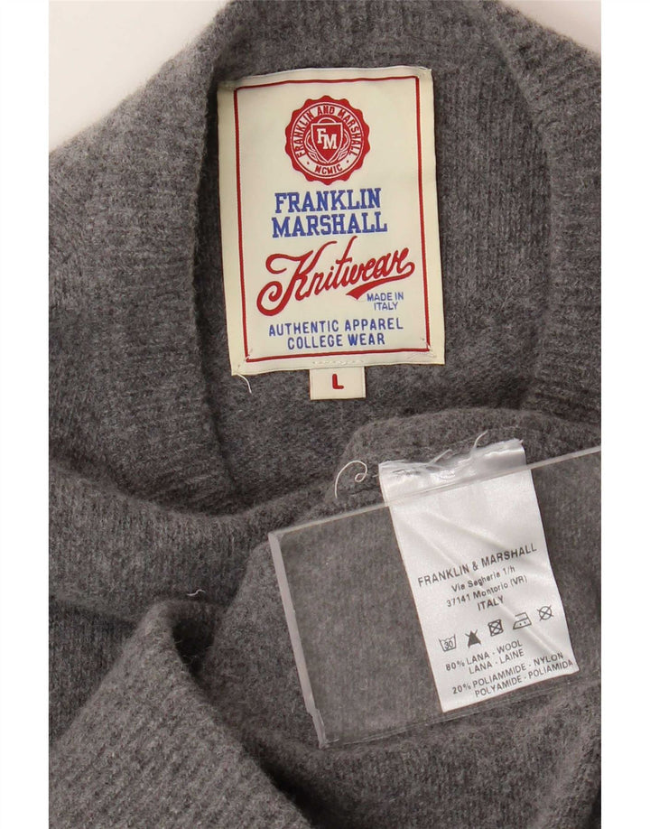 Franklin Marshall Herre Crew Neck Jumper Sweater Stor grå uld