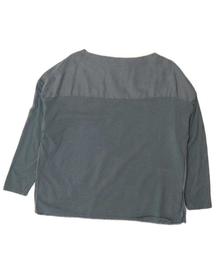 Zara Dame Oversized Bluse Top UK 10 Small Grey Colourblock Bomuld