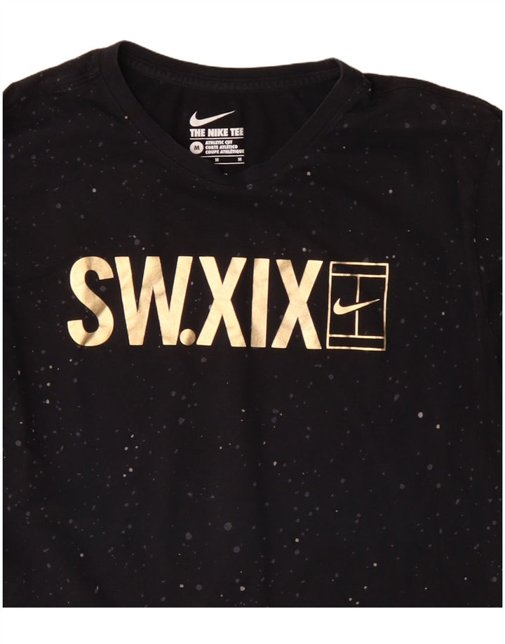 Nike Herre Athletic Cut Grafisk Top Langærmet Medium Sort Flecked Bomuld