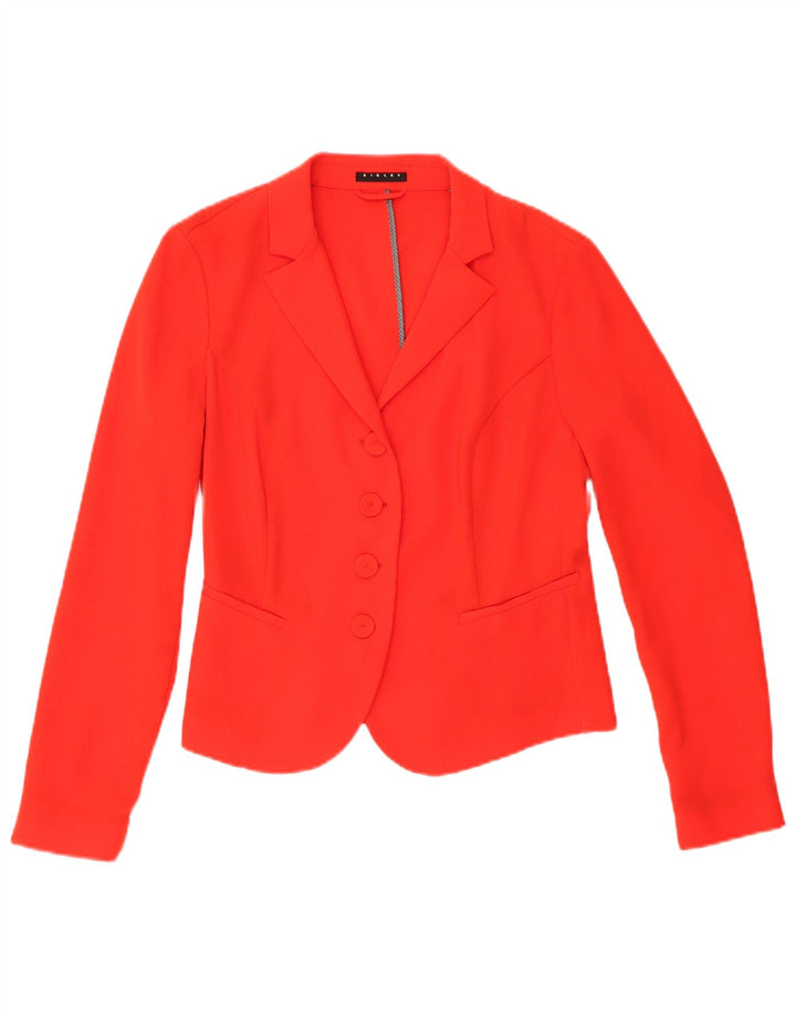 Sisley Dame 4 Button Blazer Jacket UK 10 Small Orange Polyester