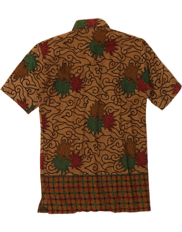 VINTAGE Mens Abstract Pattern Short Sleeve Shirt Large Brown Vintage Vintage and Second-Hand Vintage from Messina Hembry 