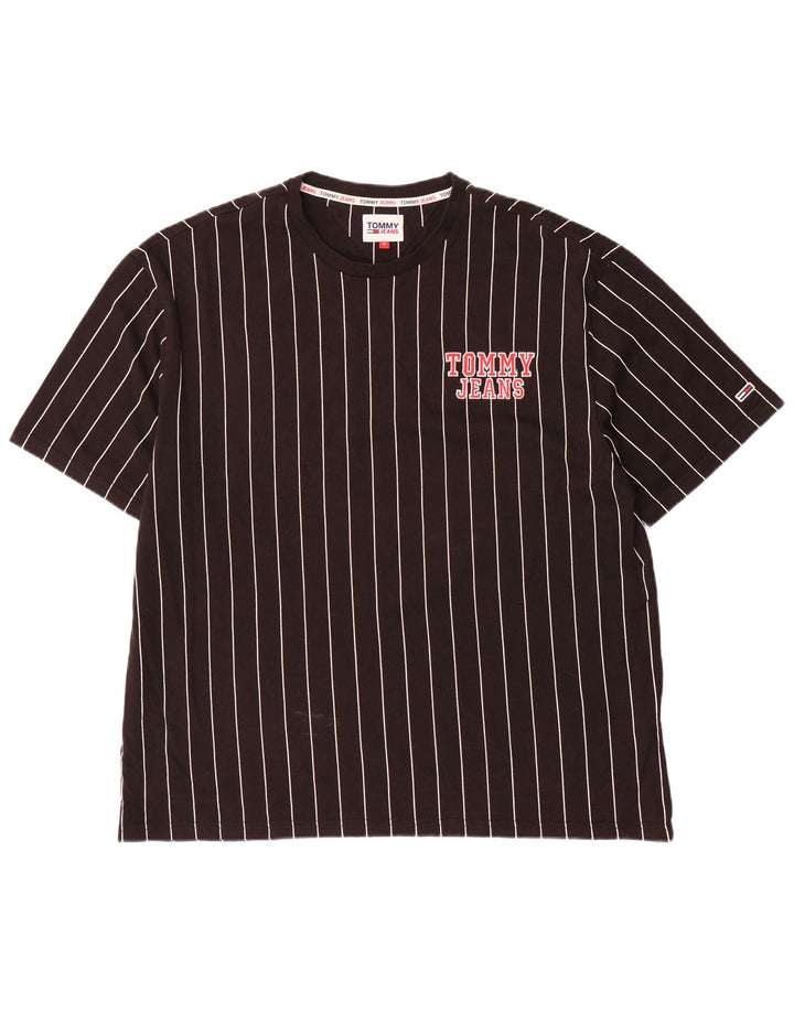 Tommy Hilfiger Herre grafisk T-shirt Top Medium Sort Stribet Bomuld