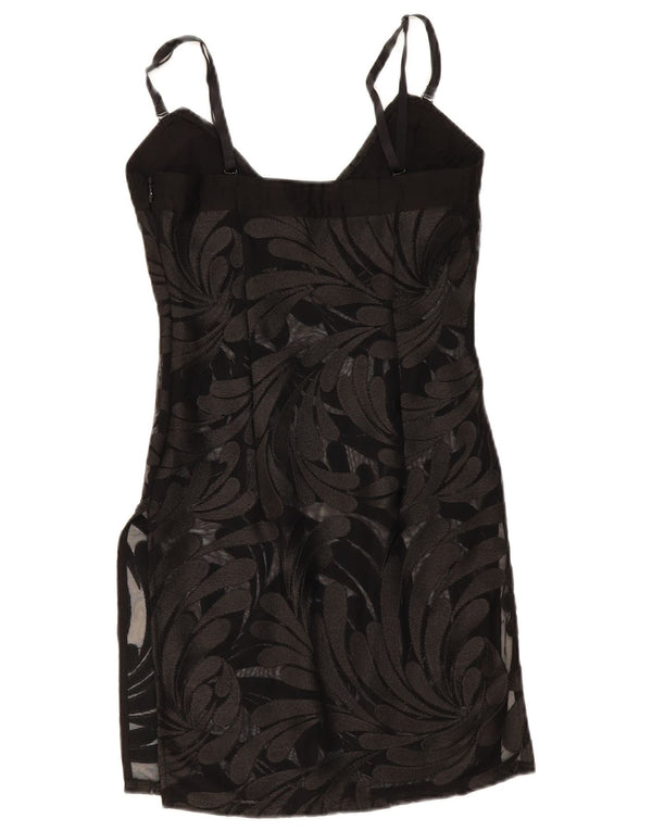 Vintage Dame se Gennem Slip Dress UK 8 Small Black Floral