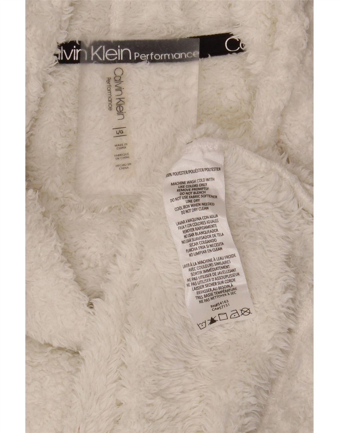Calvin Klein Dame Roll Neck Oversized Fleece Jumper UK 16 Large White