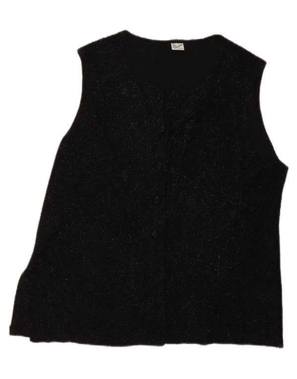 Primavera Firenze Dame ærmeløs cardigan sweater IT 53 2XL Sort