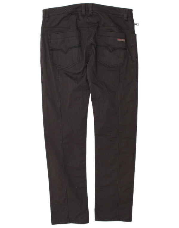 Guess Mens Straight Jeans W33 L32 Black Striped Cotton