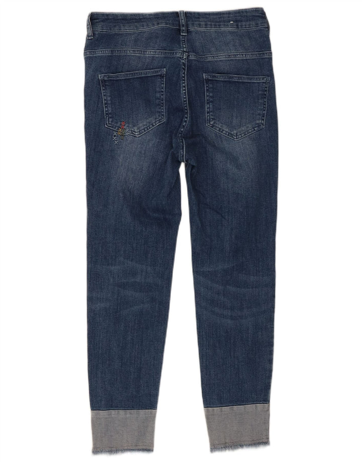 Benetton Dame Distressed Cropped Jeans W27 L25 Blå Bomuld