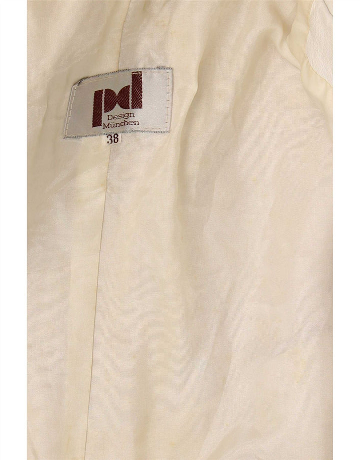 Vintage Dame Batwing Læderjakke EU 38 Medium White