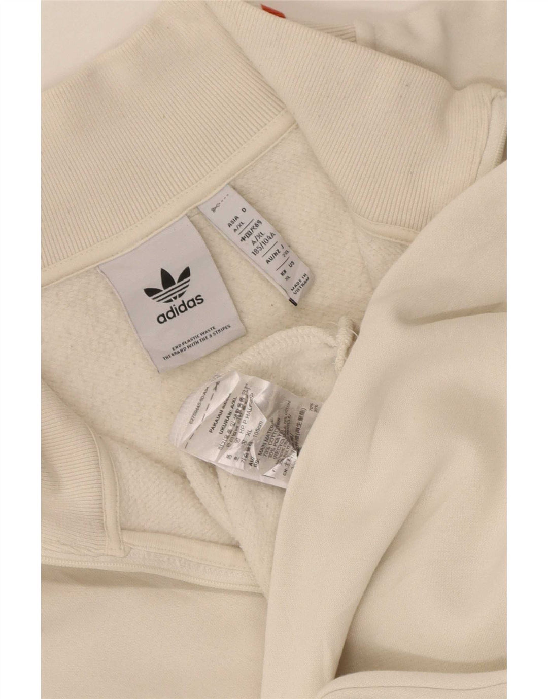Adidas Sweatshirt med lynlås til mænd XL Hvid bomuld