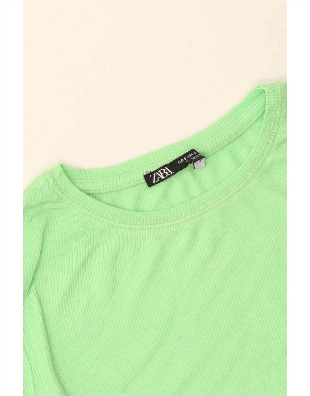 Zara Dame T-Shirt Top UK 8 Lille Grøn