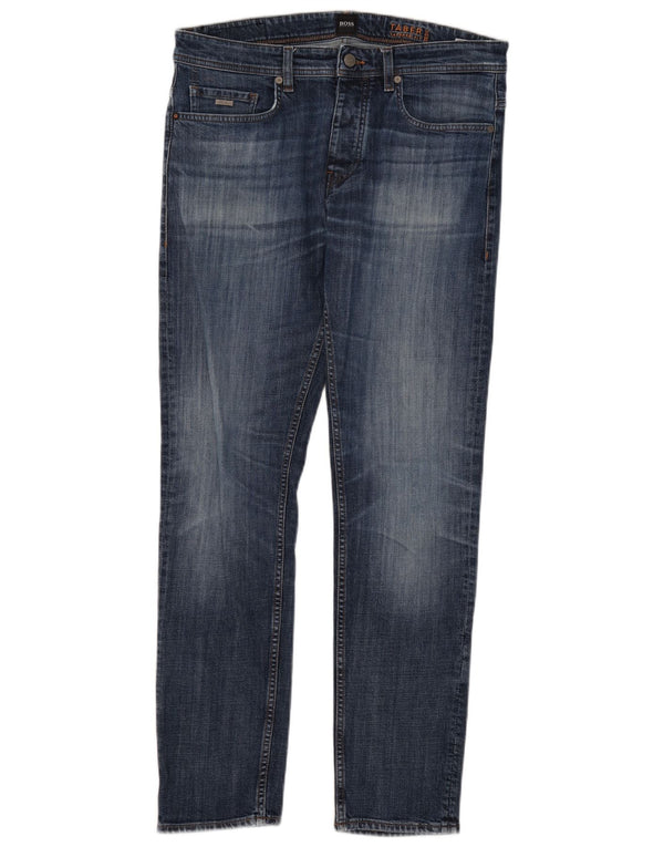 Hugo Boss Herre Taber Tapered Jeans W34 L32 Blå Bomuld