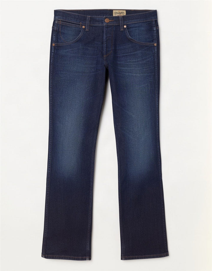 Wrangler Herre Crank Straight Jeans W32 L32 Marineblå Bomuld