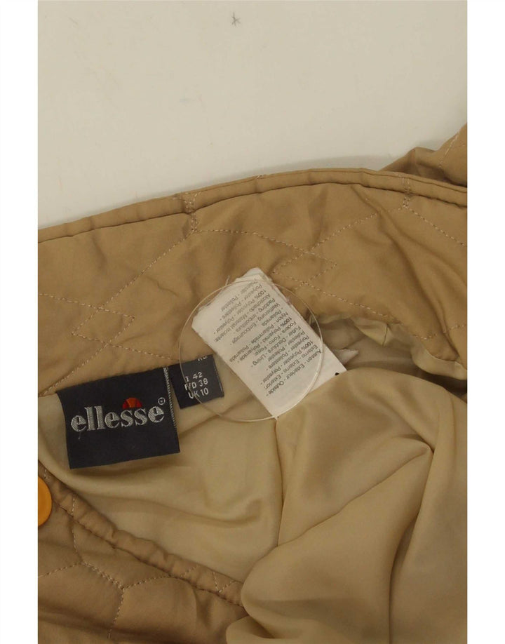 Ellesse Dame Oversized Quiltet Jakke UK 10 Small Beige Polyester