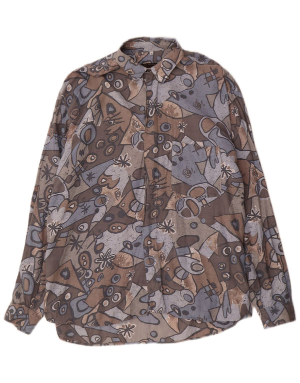 Vintage Mens Shirt XL Grey Geometric